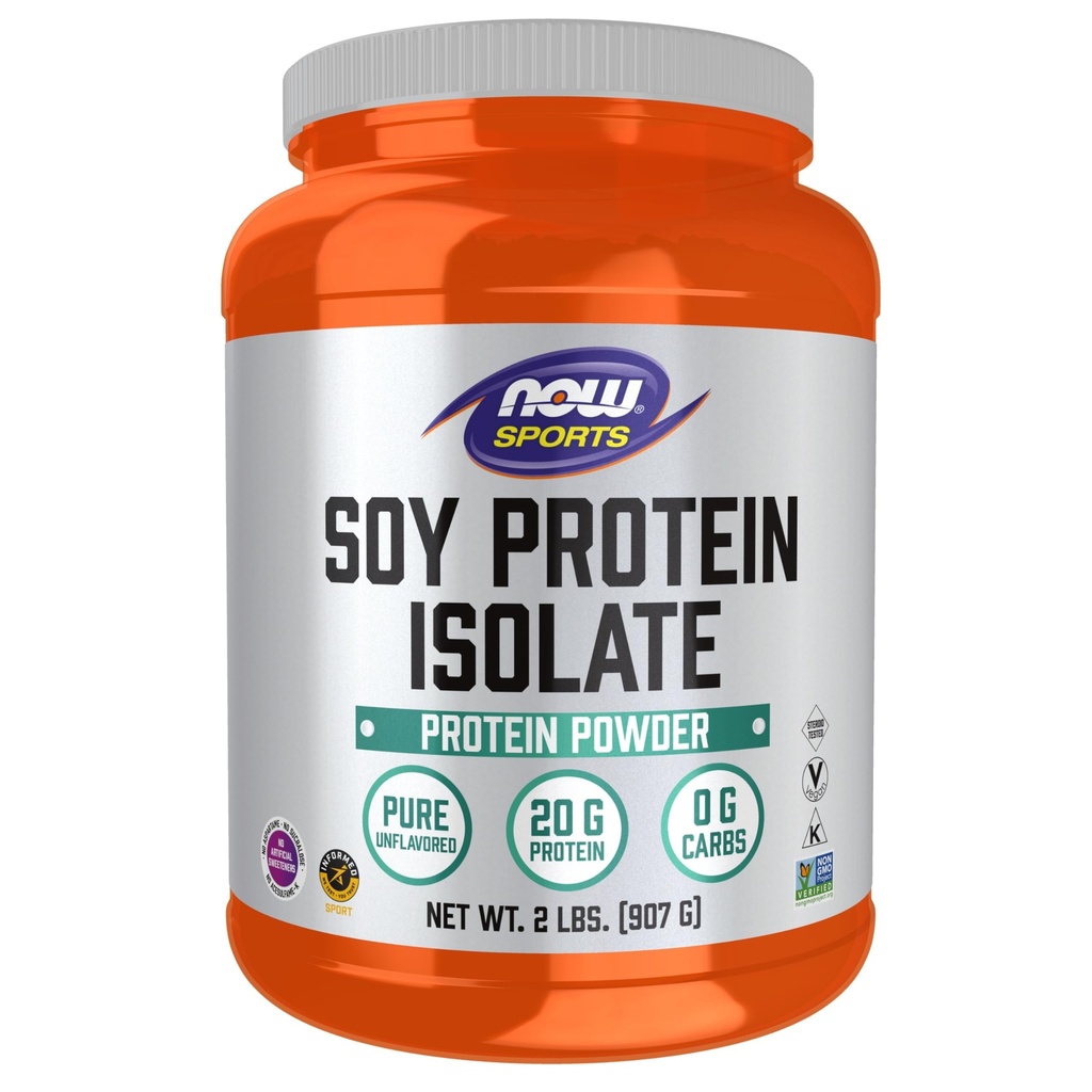 NOW Foods Sport Toitumine, Sojavalk Isolaat 20 g, 0 süsivesikuid, maitsestamata pulber, 2- nael