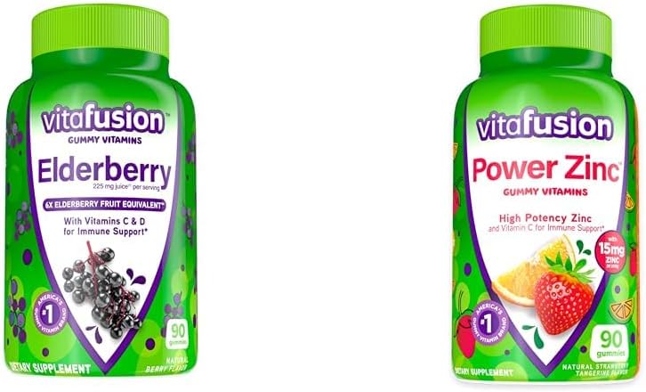 Vitafusion Elderberry & Zinc Gummy vitamiinid Immune Support, 90ct