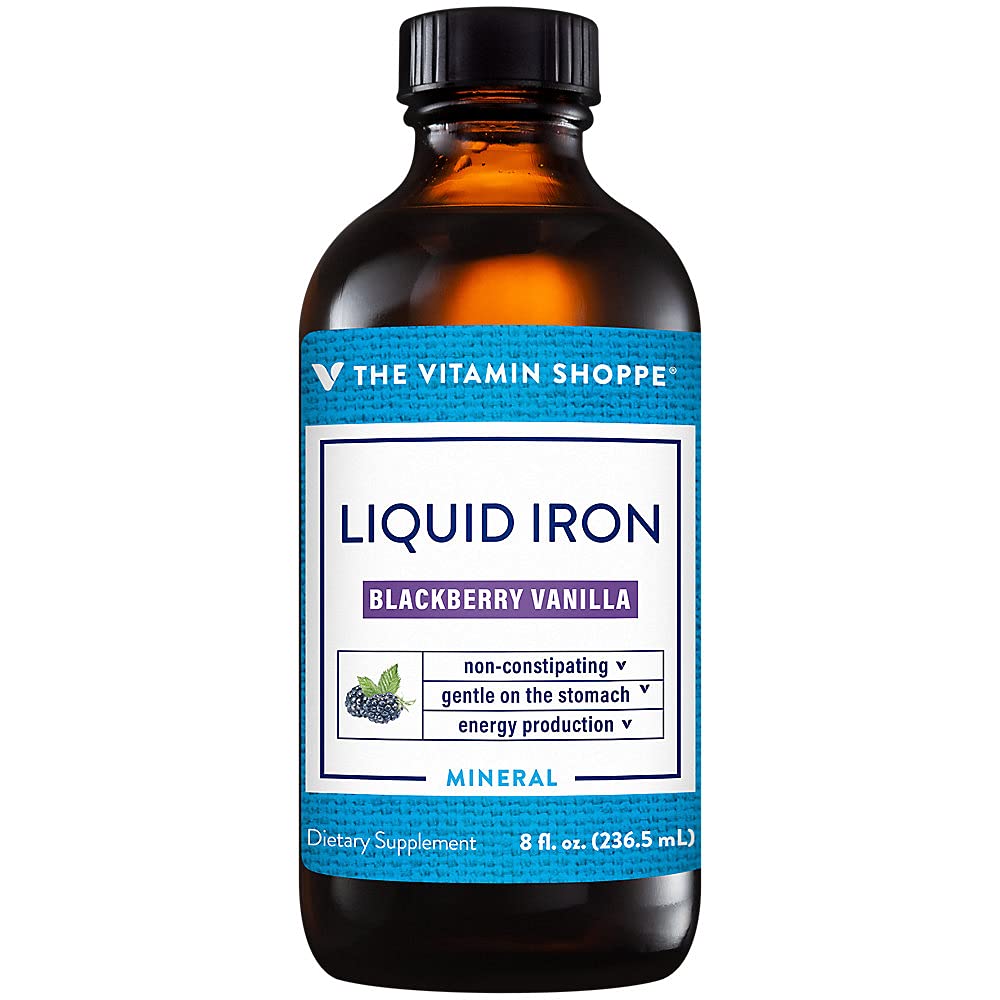 Vitamiin Shoppe Vedel Raud, BlackBerry Vanilla Maitsestatud, Kergesti imenduv, Mittekõhukinnisus, Energiatootmise Immune Support (8 Vedel Ounces Vedel)