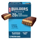 CLIF BUILDERS Protein Bars - Cookies 'n Cream Flavor - 20g Taimne Valk - Gluteenivaba - Mitte-GMO - Madal glükeemiline - Kunstlike magusainete puudumine - 2,4 oz. (12 Pack)