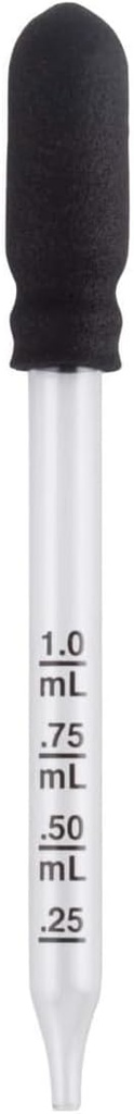 EZY DOSE Kids Strat-Tip Ear and Eye Medicine Dropper for Vedel & Medicine, 1 ml mahutavusega kalibreeritud klaas, kummipulk, tarnige õige annus, selge, BPA tasuta