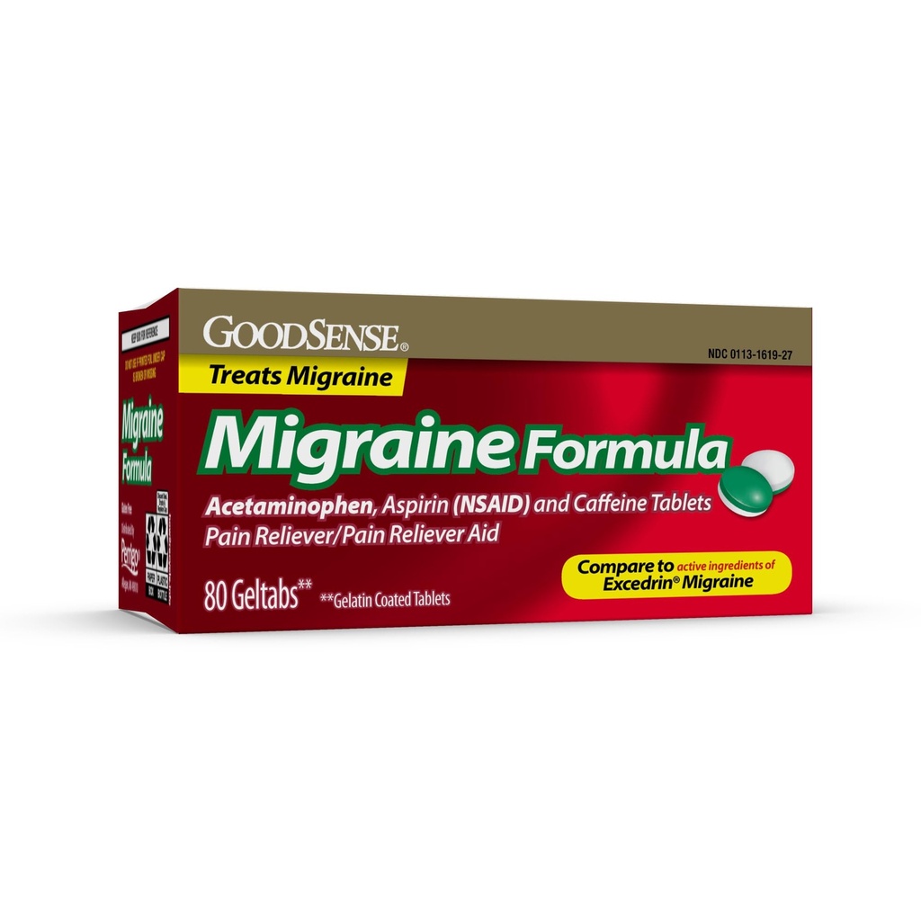 GoodSense Migreen Relief Geltabs, Acetaminophen, Aspirin (NSAID) ja Kofeiin, 80 Count