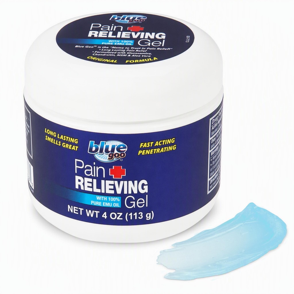 Sinine Goo valu leevendav geel - selja, kaela, lihaste ja liigesevalu leevendamine, kiire toimega jahutamine ja rahustav leevendus 100% puhta Emu õliga, 4 oz (1 pakend)