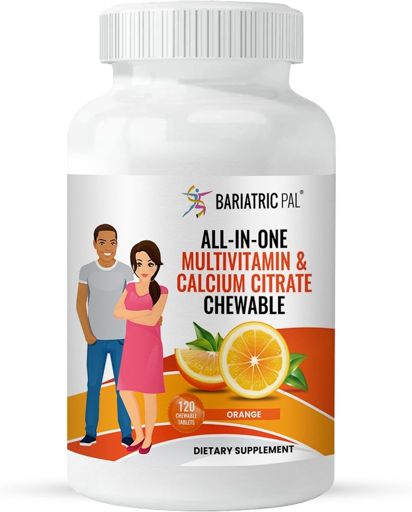 BariatricPal "ALL-IN-ONE" näritav multivitamiin kaltsiumtsitraadi ja rauaga - oranžiga (CEARANCE: parim 30. juuniks 2025)