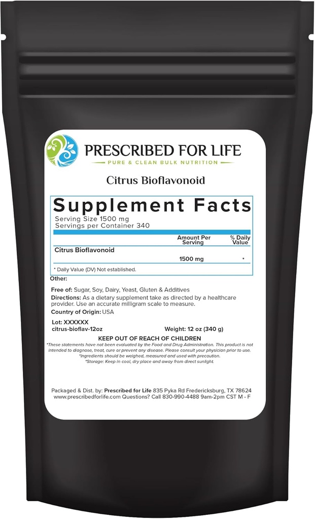 Ette nähtud eluks Citrus Bioflavonoids Pulber, puhas pulbriline flavonoidide kompleks antioksüdandi, ringluse ja kõrva tervise toetamiseks (Citrus Limonium, Paradisi, Sinensis) (12oz / 340g)