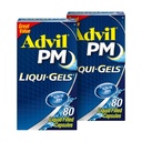 Advil PM Liqui-Gels Valu leevendamine ja öine uneabi, valuvaigistav ravim ibuprofeeniga valu leevendamiseks ja difenhüdramiin HCL uneabi jaoks - 2x80 vedelat täidetud kapslit