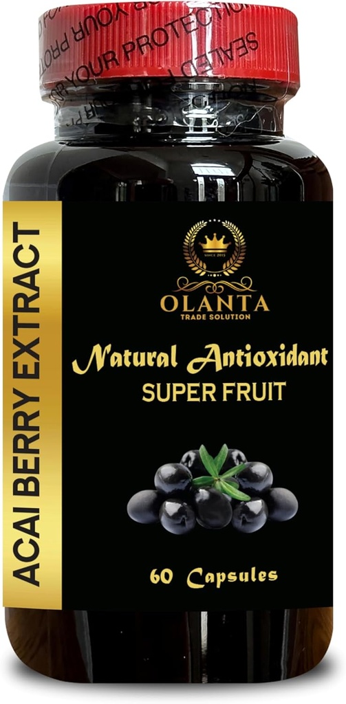 ACAI Berry Extract - Antioksüdandid täiendus, Acai pillid, Acai Berry pulber, Gluteenivaba, Wellness Boost valem - pudel 60 kapslit