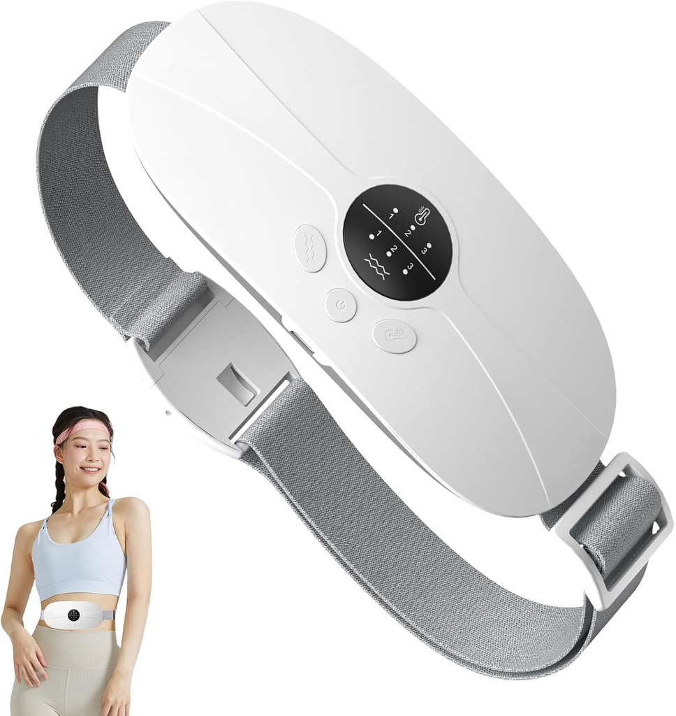 Protable küttepadi perioodi krampide jaoks, korrektne menstruaalkütte padi koos 3 soojustaseme ja 3 vibratsiooni massaažirežiimiga, perioodilise valu jaoks, parimad kingitused talle, naistele ja tüdrukutele (valge)