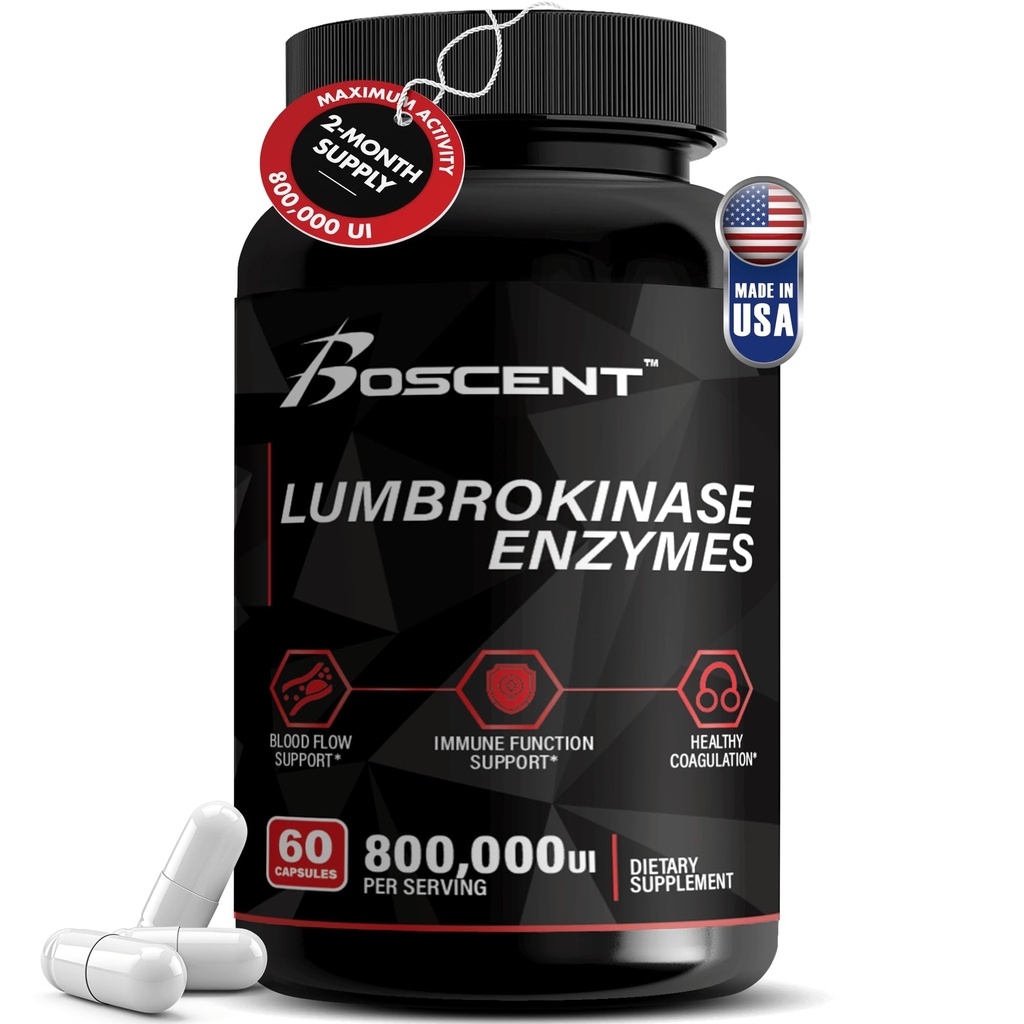 Lumbrokinaasi täiendus 40mg (60 kapslit) - maksimaalne aktiivsus-800,000 UI - puhas lumbrokinaasi ensüümid Seedetrakti ensüümid, parem kui serrapeptaas Nattokinaasi täiendus, Lab testitud, Non GMO