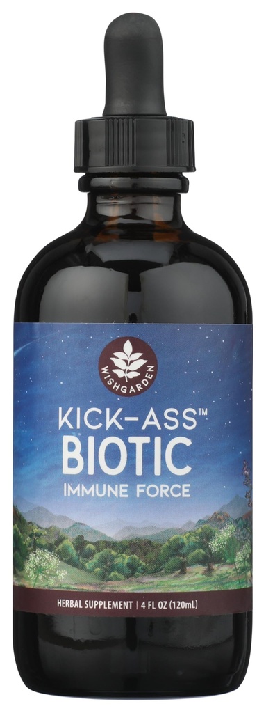 WishGarden maitsetaimed Kick-Ass Biotic Immune Hero - taimepõhine taimebiootiline valem Usnea samblike, humala, Echinacea & Goldenseal'iga, toetab tervislikku immuunsüsteemi, hingamisteede ja lümfisüsteemi funktsiooni, 4oz