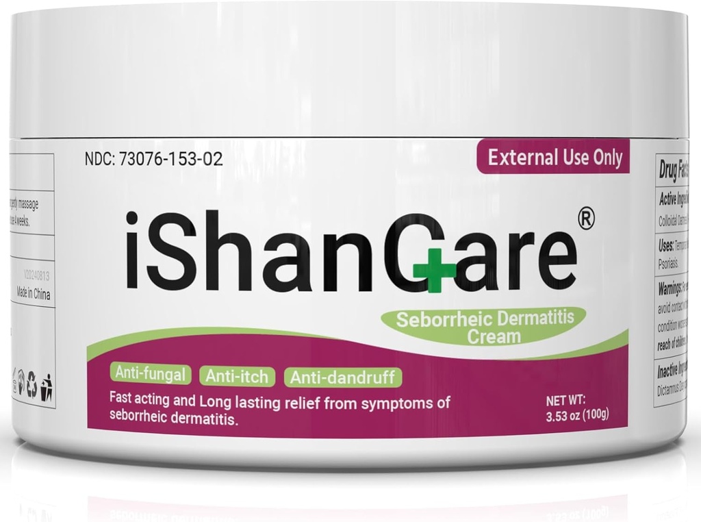 ishancare Seborröa dermatiit kreem, psoriaasi, follikuliidi, dermatiidi, kõõma, sügeluse, punetuse, ärrituse, skaleerimise maksimaalne tugevusravi, 3.53 Oz