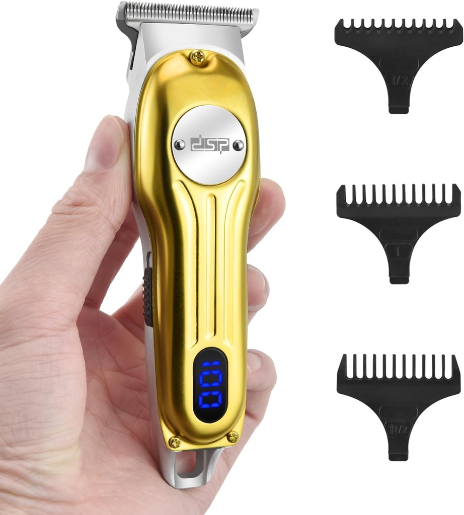 DSP Habeme trimmer meestele, juhtmeta juukselõikusharjad, näo juuste trimmer habeme ja mustuse trimmimiseks, professionaalne juukselõikuskomplekt meestele laetav LED-ekraan (kuldne)