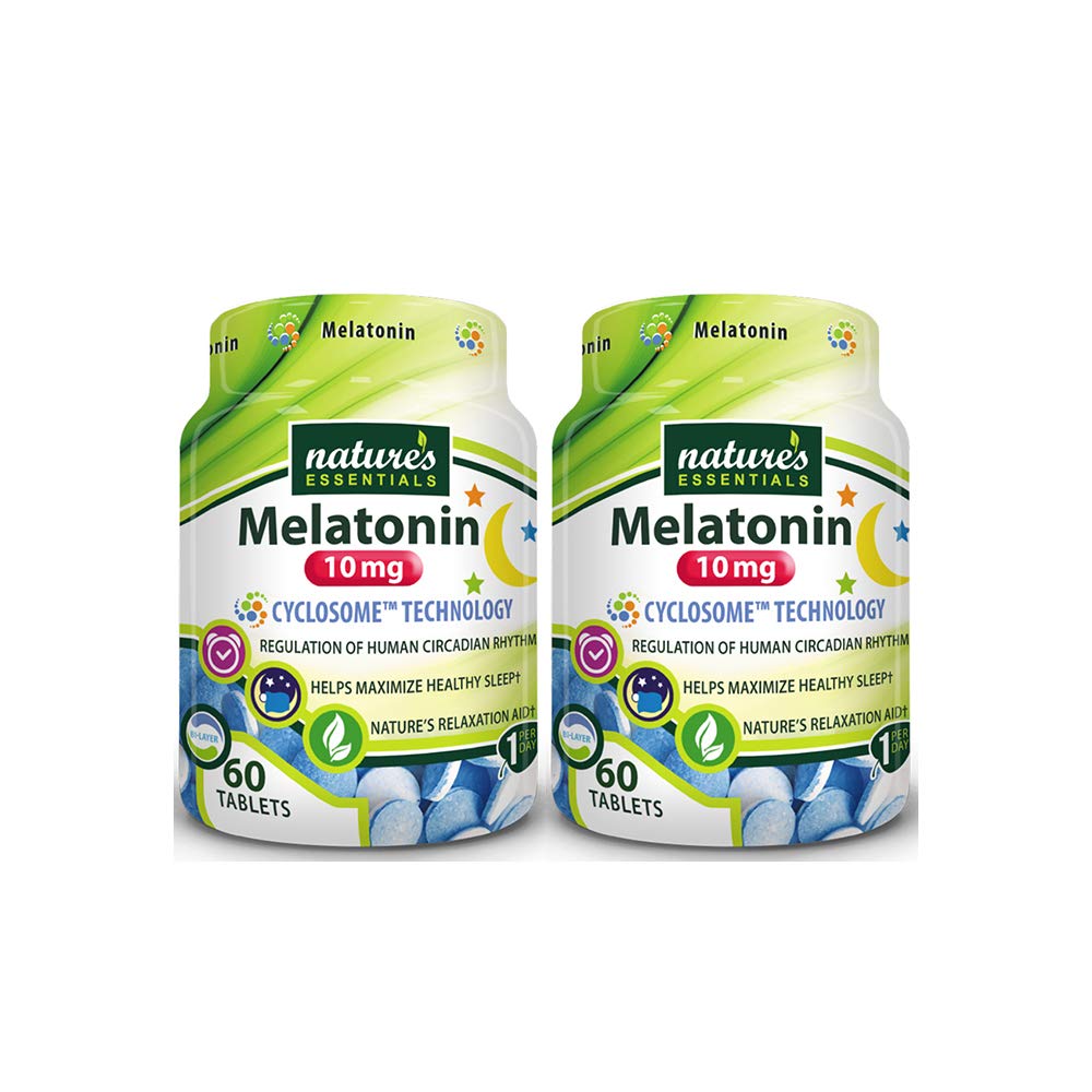 LOODUSLIKUD ESSENTIALS Melatoniin 10mg | Kohene ja laiendatud vabanemine | täiustatud tsüklosoomi liposomaalne manustamine | Mitte-GMO, gluteenivaba, taimetoitlane | 60 tabletti (2 pakendit)