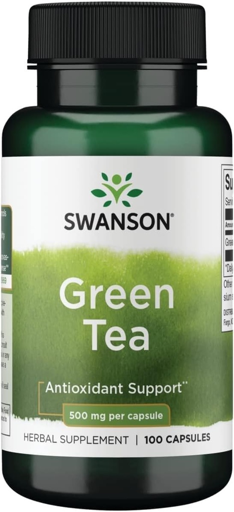 Swanson Green Tea Extract Supplement - Antioksüdant Rich - 500 MG Green Tee Leaf Pulber - 100 kapslit