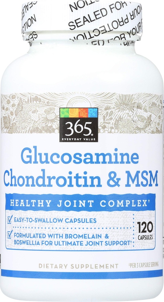 365 by Whole Food Market, Glükoosamiin Chondroitin & MSM, 120 ct