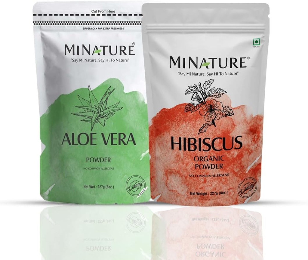Juuksehoolduse kombinatsioon minatuuri järgi | Aloe Vera pulber & Hibiscus pulber | 227 g Iga | Puhas & looduslik | Keemilistest ja säilitusainetest vaba