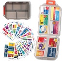 Pill Korraldaja koos ravimitega Sildid Reisi igapäevane pillide konteiner Mini Ravimite Korraldaja Ladustamine Pill Korraldaja Travel Essentials Pill Case 7 Day (Pink & 161 Lables)