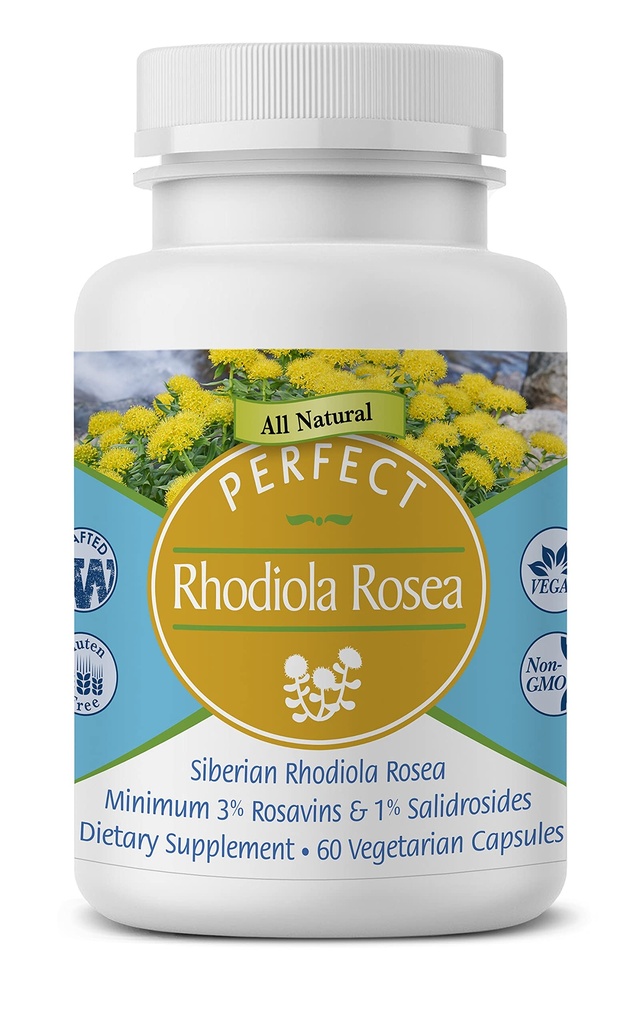 Täiuslikud täiendused Rhodiola Rosea, parema fookuse, energia ja stressi leevendamiseks, optimaalne 3% Rosavins kuni 1% Salidrosiidi suhe, looduslik Adaptogen ~ 60 taimset kapslit