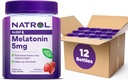 Natrol 5mg melatoniin Gummies, unetoetus täiskasvanutele, melatoniini lisandid magamiseks, 60 maasikamaitselist Gummies, 30 päeva pakkumine (Pack of 12)