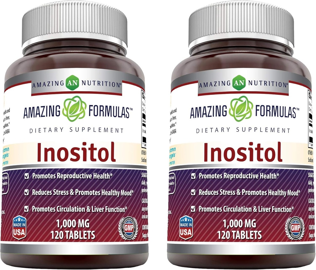 Hämmastavad valemid Inositool 1000 mg täiendus | Tabletid | Mitte-GMO | Gluteenivaba | valmistatud USAs (2 Pack, 120 Count)