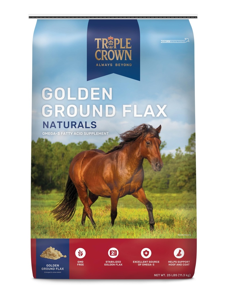 Triple Crown Golden Ground Flax, Lina hobustele, Linaseemned hobustele, Omega 3 Hobuste täiendus, 25 naela
