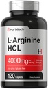 Horbäach L-arginiin HCL 4000mg | 120 Caplets | Aminohape meestele ja naistele | lämmastikoksiidi täiendus | Taimetoitlane, mitte-GMO, gluteenivaba toidulisand