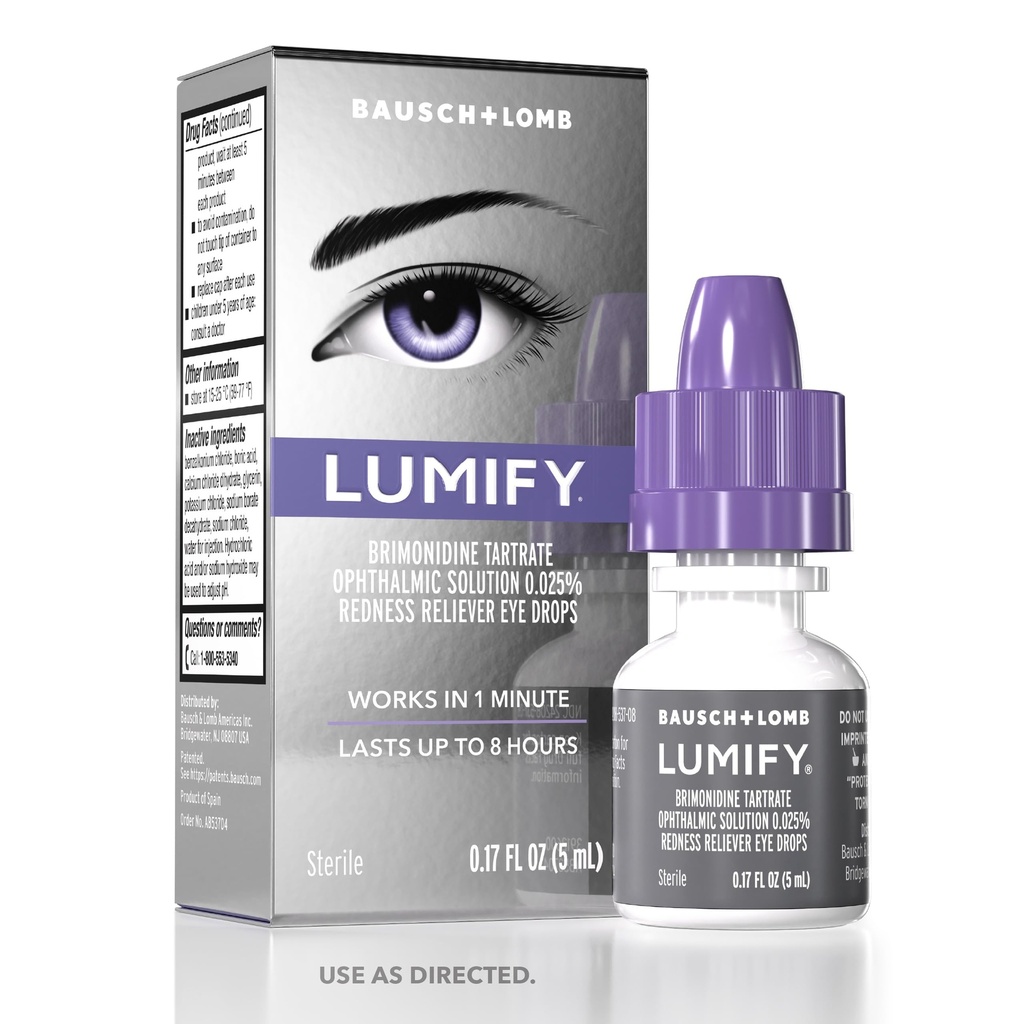 LUMIFY silmatilgad punastele silmadele, punetuse reliiver heledamatele silmadele, töötab 1 minutiga ja kestab kuni 8 tundi, silmatilgad, 0,17 Fl Oz (5 ml)