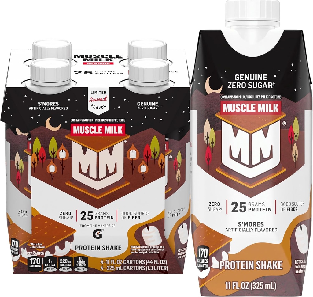 Lihaspiim Ehtne valk Shake, S'mores, 25 g valku, 11 Fl Oz (pakk 4)