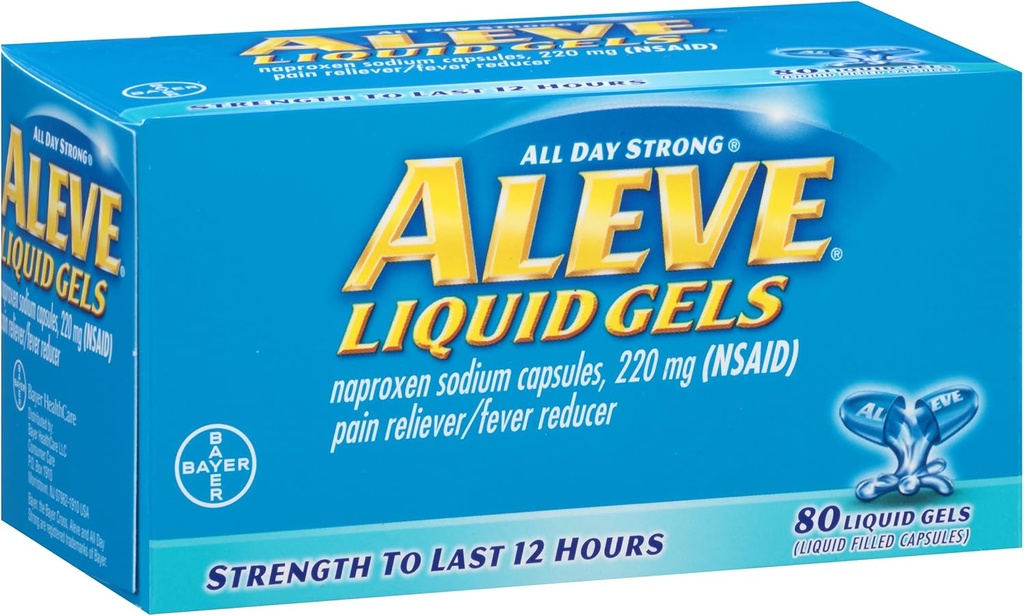 Aleve Vedelad geelid Naproxen Naatrium, 220mg (NSAID) Valu leevendaja / palaviku vähendaja, 80 loend (pakk 2)