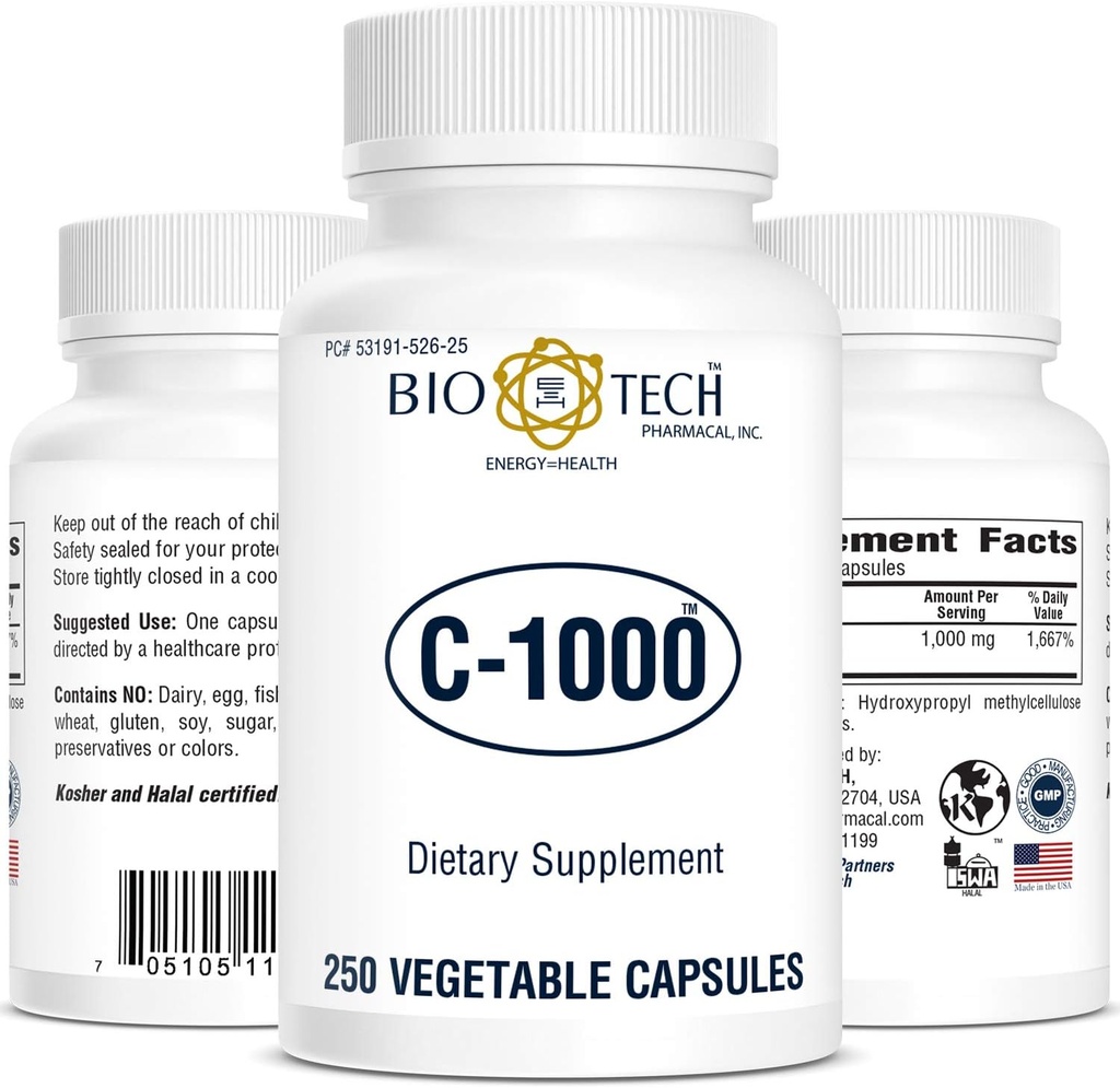 Bio- Tech - C- 1000 250 Veggie kapslid