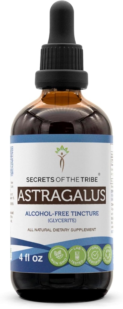 Saladused hõimu Astragalus tinktuur Alkoholivaba vedelik ekstrakt, Astragalus (Astragalus membranaceus) Kuivatatud Juur (4 FL OZ)