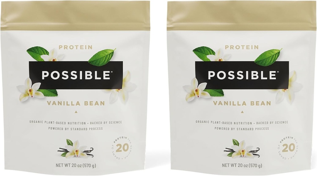 Valgupulber Vanilla Bean - 20 g Vegan, Taimne Valgu Segu - Mitte-GMO, Mitte-Dairy, Gluteenivaba - 3,5 g BCAAs - 9 Essential Aminohapped - 30-päevane tarne - 2 Bag, 30 Servings