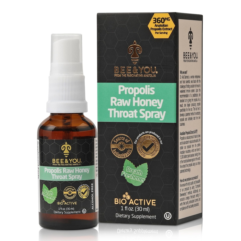 BEE ja sina, 100% puhta propolise ekstrakt, immuunsuse tugi, valulik kurgu leevendamine, antioksüdandid, looduslik, Keto, Paleo, Gluteenivaba | 1 FL Oz