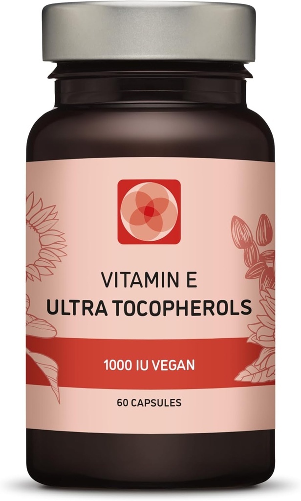 E-vitamiin 1000 IU Ultra-tokoferool 450 mg E-vitamiini Vegan – kõik 4 tokoferooli – alfatokoferool + beetatokoferool + gammatokoferool + deltatokoferool – unikaalne d alfa (180)