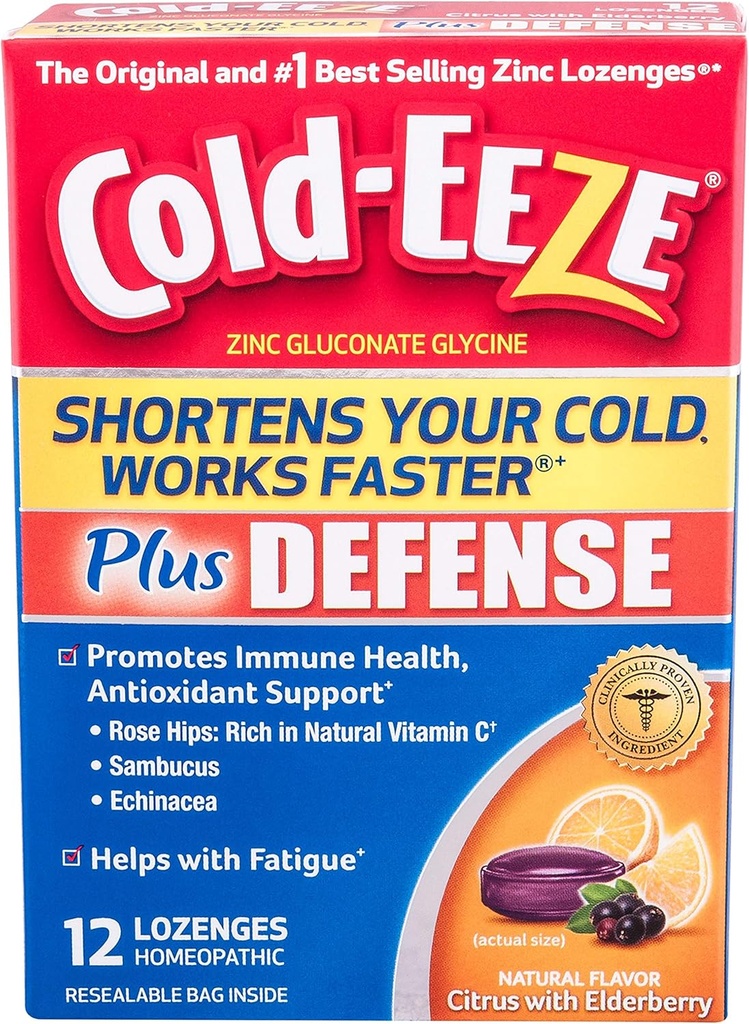 Külm-EEZE Plus Kaitse Külm-Lühendatud Lozenges, 12 Krahv, Külm Parandus, Tsitrus Elderberry Maitsega