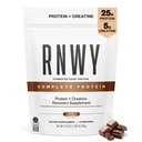 RNWY Täielik valk, 25 g pärmiproteiin + 5 g kreatiini monohüdraat, vegan, piimavaba, informeeritud sport sertifitseeritud, treeningujärgne taastumine kestvussportlastele, šokolaad, 21 serveerimist