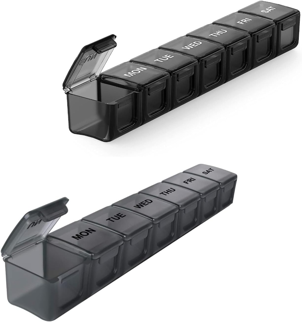 2 Pakend Extra Large Pill Korraldaja, Sukuos Weekly Pill Case Clear Lid, Artriit Sõbralik meditsiin Korraldaja pillid / Vitamiin / Kalaõli / Toidulisandid, BPA tasuta, lihtne puhastada