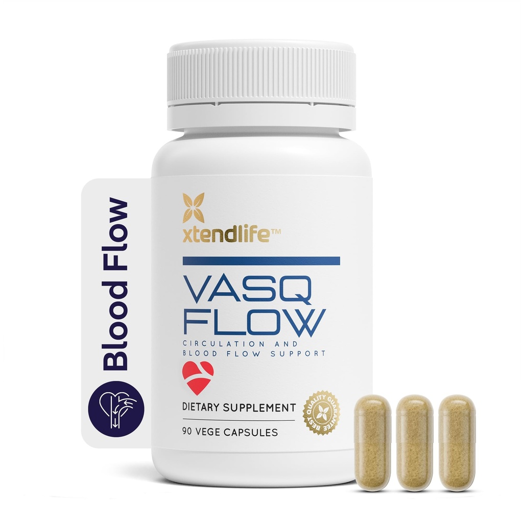 Xtendlife VasQFlow Lämmastikoksiidi Booster - vereringe, verevoolu, südame ja lihaste toetamine - punase spinati ekstraktiga ja vananenud küüslauk - 1 kuu pakkumine (90 loend)