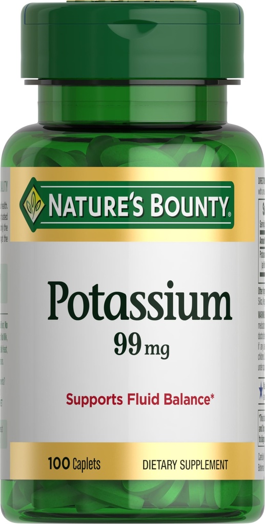 Looduse Bounty Kaalium 99mg, toetab vedeliku tasakaalu ja lihaste aktiivsust, mis on seotud normaalse südamefunktsiooniga, kaaliumglükonaadi toidulisand, gluteenivaba, 1 päev, 100 taimetoitlast kapslit
