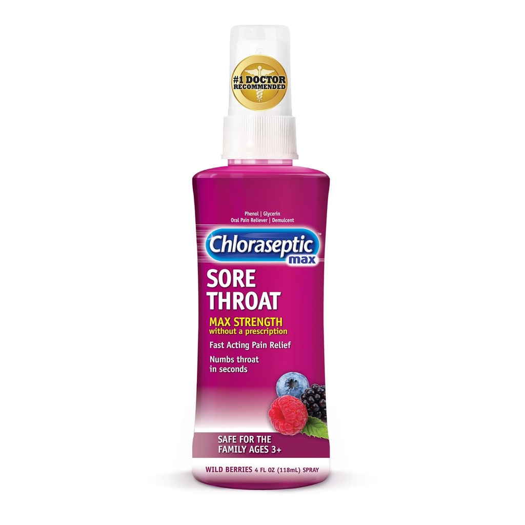 Chloraseptic Max Strength Hare Throat Spray, Wild Marries Maitse, 4,0 fl oz