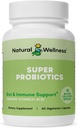 Natural Wellness Super Probiootikum + Prebiootiline Blend - 10 miljardit CFU-d 8 tüvega - probiootikumid naistele ja meestele seedetrakti tervise, soolestiku tasakaalu ja immuunsuse toetamiseks - mitte-GMO, 30-päevane pakkumine