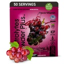 PowderVitamiin Elektrolüüdid Powder Plus (50 Servings) Viinamarja elektrolüüt Pulber Nullkalor Keto, 0 Suhkur, Ei Maltodekstriini,1000mg Kaalium,120mg Kaltsium,120mg Magneesium, Hüdratsioonipulber