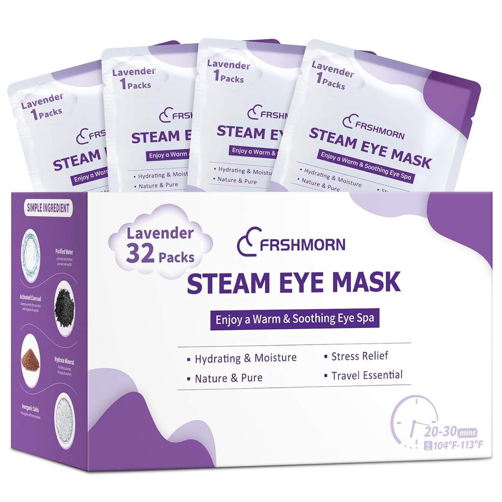 32 Pakendid Aurusilma Mask, Kuum Silma Mask Magamiseks, Soe Kokkusurumine Silmadele, Isekuumenemine Auru Mask Mugav Uni Mask Kodule, Kontorile, Spaale, Travel Essentialsile (Lavendel)