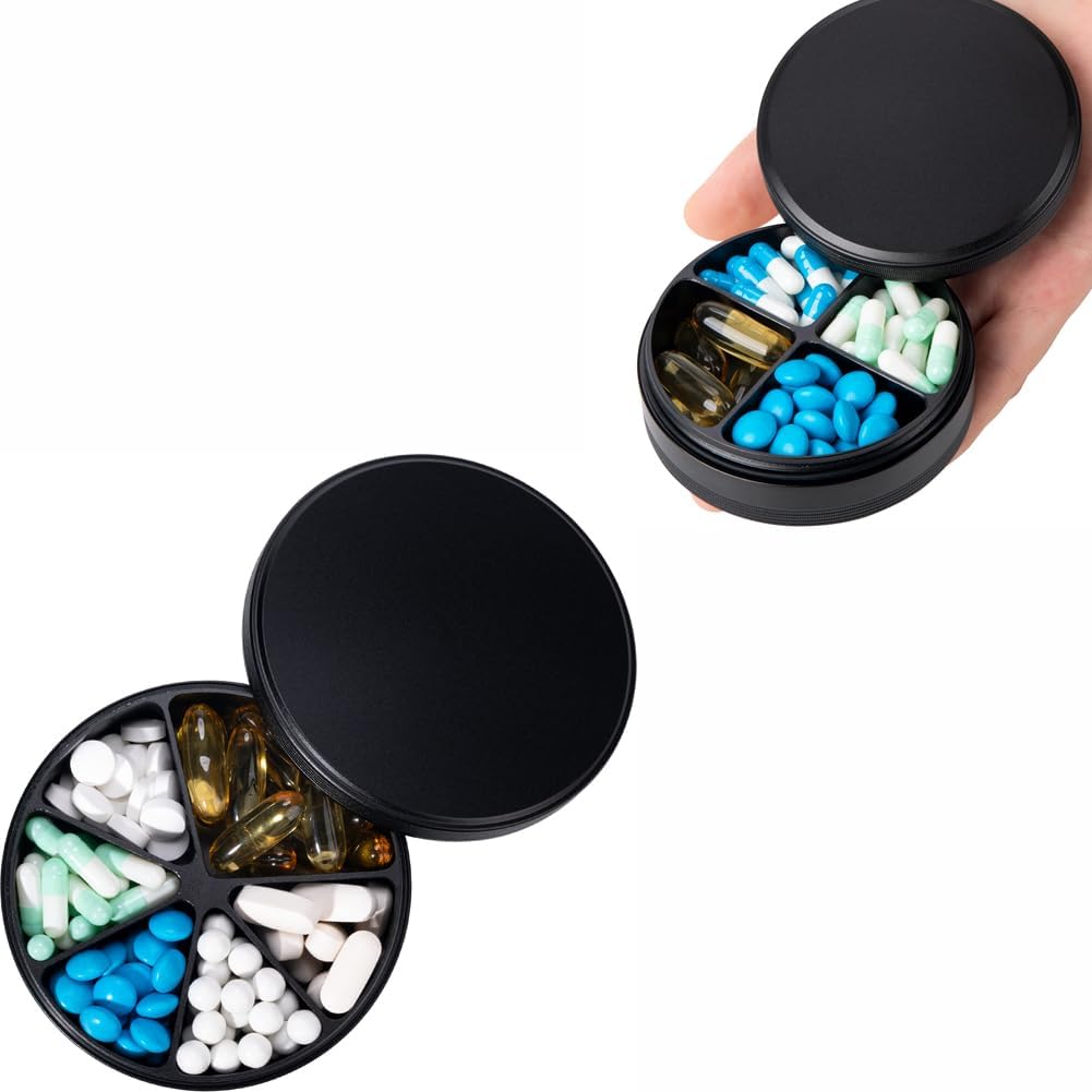 6 Komposiit Pill Organizer & 4 Komposiit Pill Box - Veekindel Metall pillide Korraldaja, Alumiinium Alloy Päevane Meditsiinikonteiner Vitamiin, meditsiin, täiendus, kalaõli