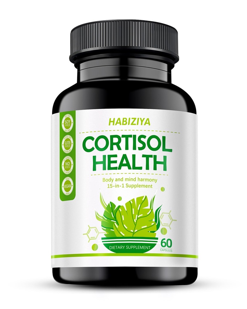 Kortisooli halduri täiendus naistele ja meestele Ashwagandha, Rhodiola Rosea, Püha basiilika, meeleolu ja une tugi - mitte-GMO, Vegan kapslid (60 loend)