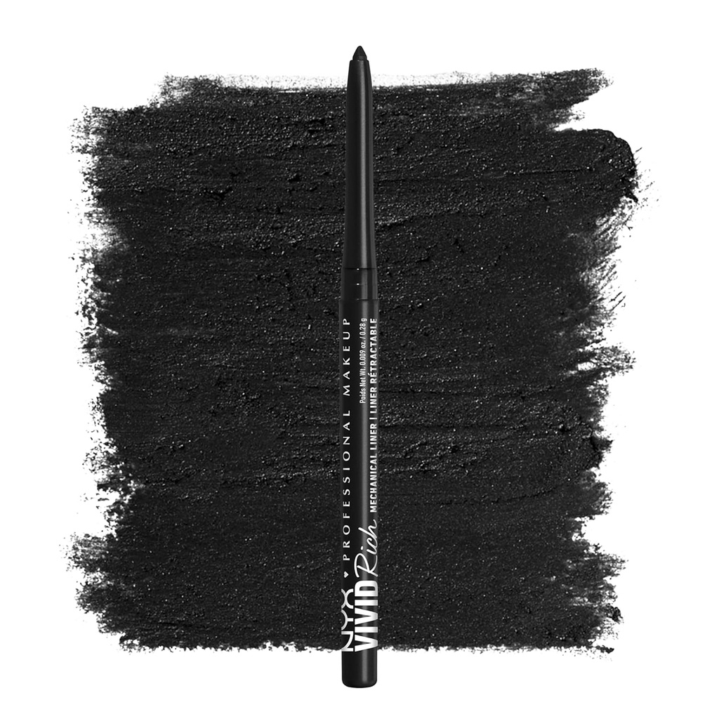 NYX PROFESSIONAL MAKEUP Mehaaniline Silmapliiats, Vivid Rich Mehaaniline, Kreemi Sissetõmmatav Silmalainer - Alati Onyx, Must Silmalainer