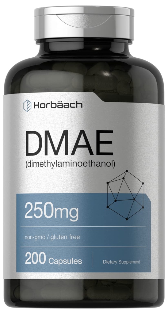 Horbaach DMAE Supplement | 250mg | 200 Kapslid | Mitte-GMO, Gluteenivaba | DMAE Bitartraat