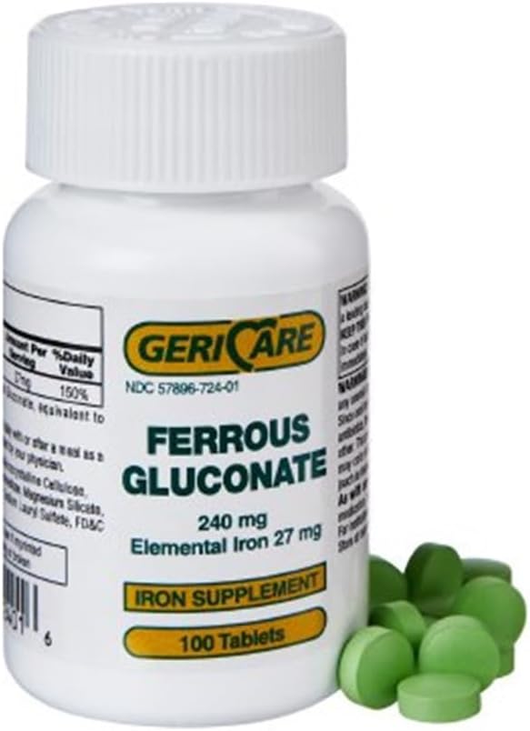 GeriCare Ferrous Gluconate 240mg 100 tabletti iga (pakk 6)