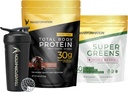 Transformatsioon Šokolaadivalgu pulber, Super Greens Superfood Green Juice Pulber ja Performance Isoleeritud Shaker Pudel