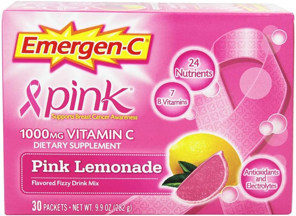 Emergen-C 1000mg C-vitamiini pulber igapäevaseks immuunsuseks Kofeiinivaba C-vitamiini toidulisandid tsingi ja mangaaniga, B-vitamiinid ja elektrolüüdid, Super oranž maitse - 30 loend